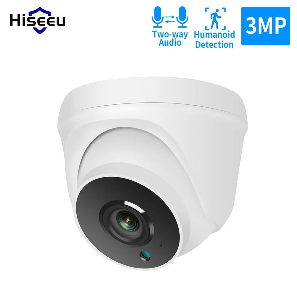 Hiseeu 1536P 3MP домашняя купольная WIFI ip камера 2 сторонняя Аудио Безопасность Видео