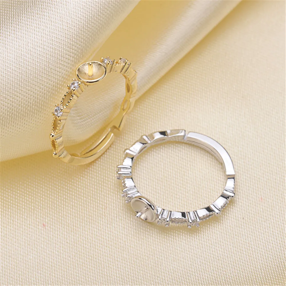 

Classic Rings Mounting Beads Resizable Design Rings Base 925 Silver Pearl Rings Settings Women DIY Pearl Ring Accessory No Pearl