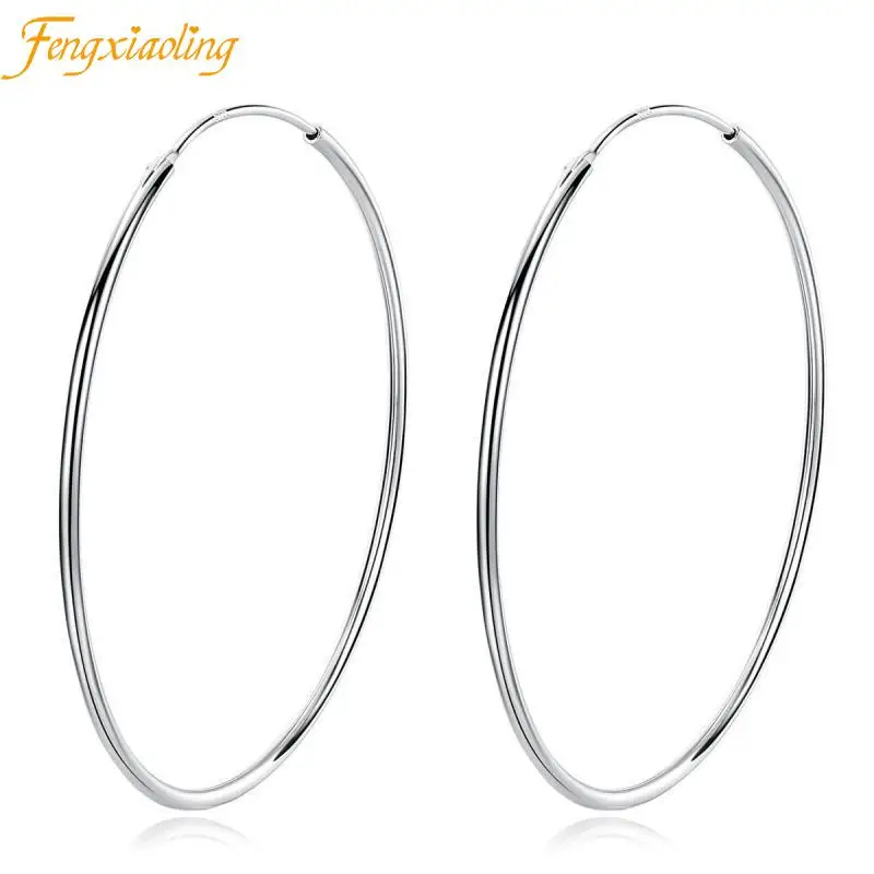 

925 Sterling Silver Fashion Korean Simple Hoop Earrings For Women Men Charming Chic Party Fine Jewelry Accessories Gifts 2021