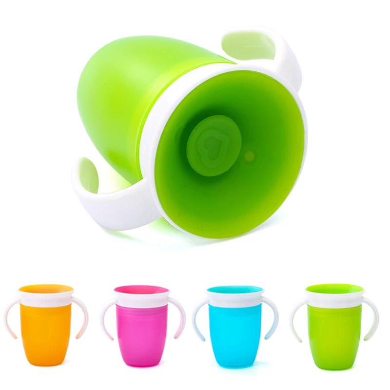 Taza de aprendizaje para beb&eacute; con tapa abatible de doble ASA, 360 grados, a prueba de fugas, sin BPA-0