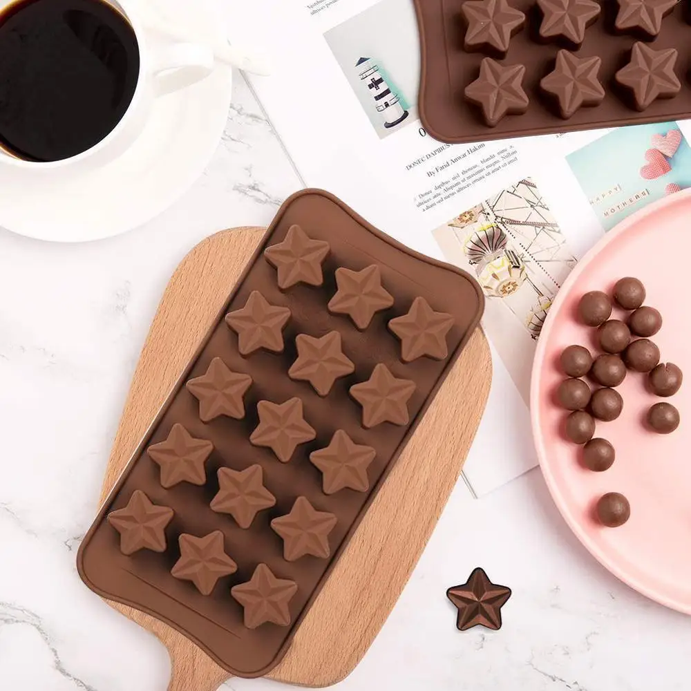 

Silicone Molds New 15 Lattices Star Shape DIY Chocolate Silicone Baking Mold Supplies Jelly Household Ice Cube Mold W7V1