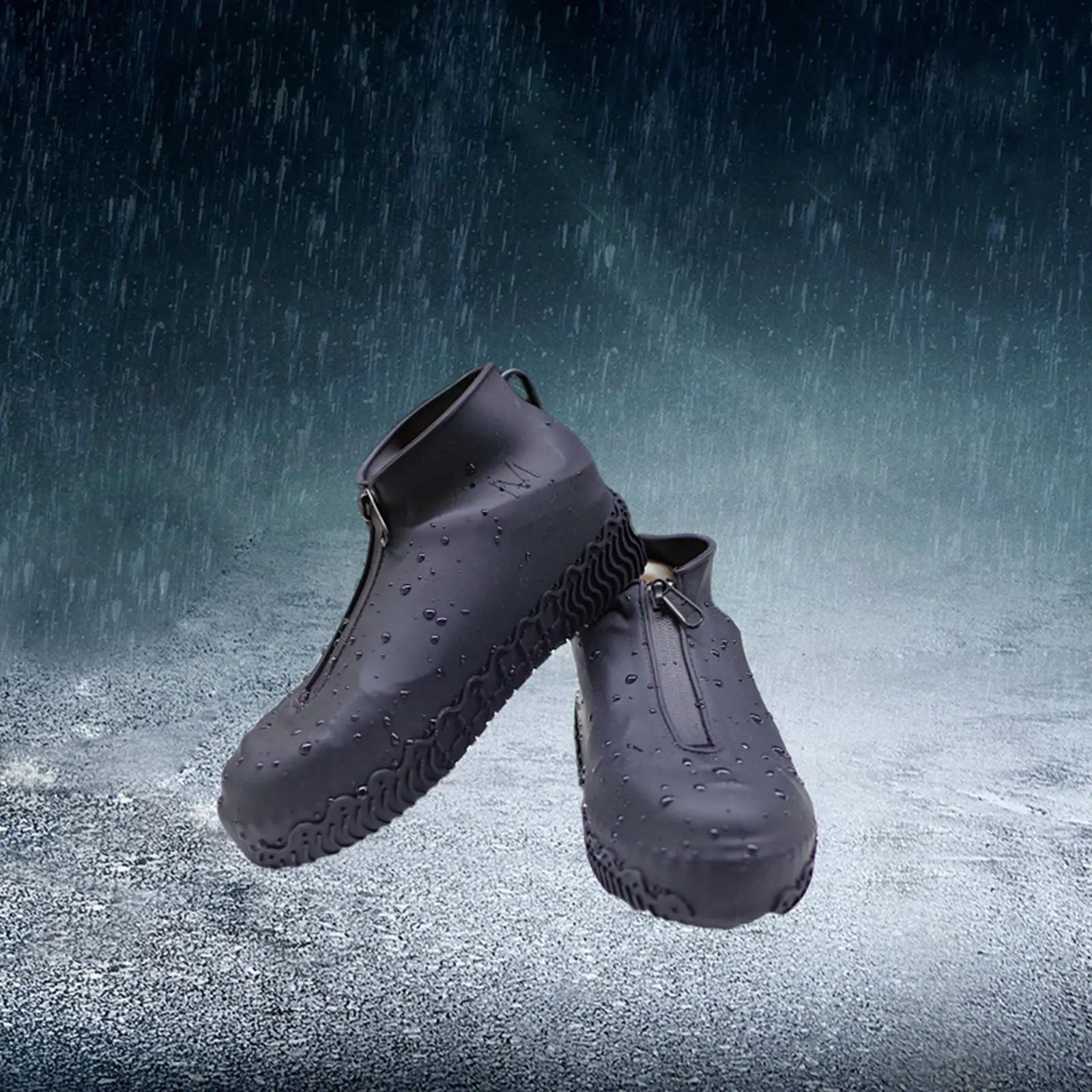 1 Pair Waterproof Shoe Covers Reusable Folding Not-Slip Silicone Rain Shoe Covers With Zipper Outdoor Shoe Protectors