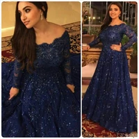 dark navy plus size mother of the bride dresses 2019 long sleeves sequined lace a line long formal weddings vestido de madrinha
