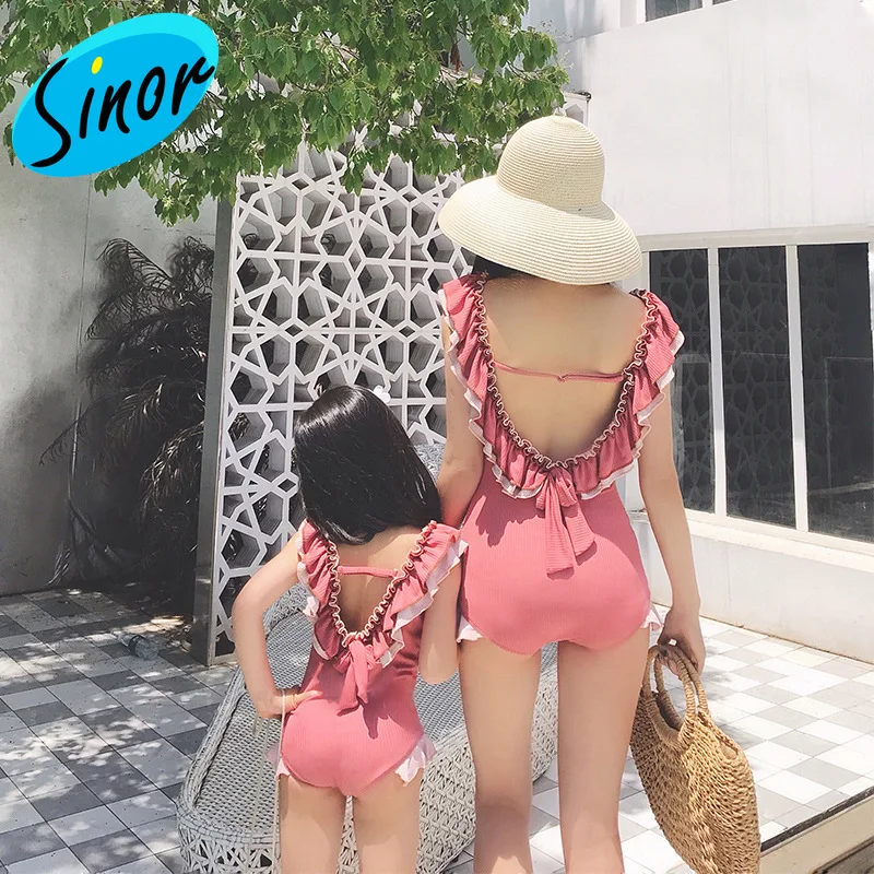 Купальный костюм для родителей и детей Цельный купальник похудения мамы дочки