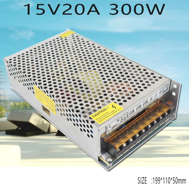 

DC 15V 20A 300W Regulated Switching Power Supply AC 110V 220V to dc Transformer SMPS Universal for Monitoring security equipment
