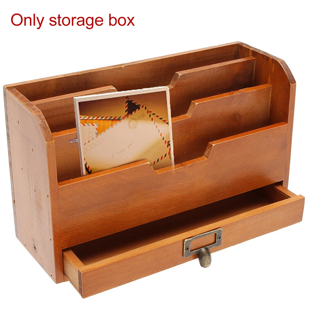 Desktop Vintage Wooden Storage Holder Grid Letter Rack Card Wall Mounted File Home Paper Document Post Mail Office | Дом и сад