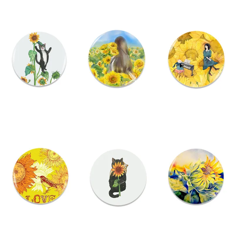 Lychee 3D подсолнухи серия магниты на холодильник стеклянный кабошон магнит круглый