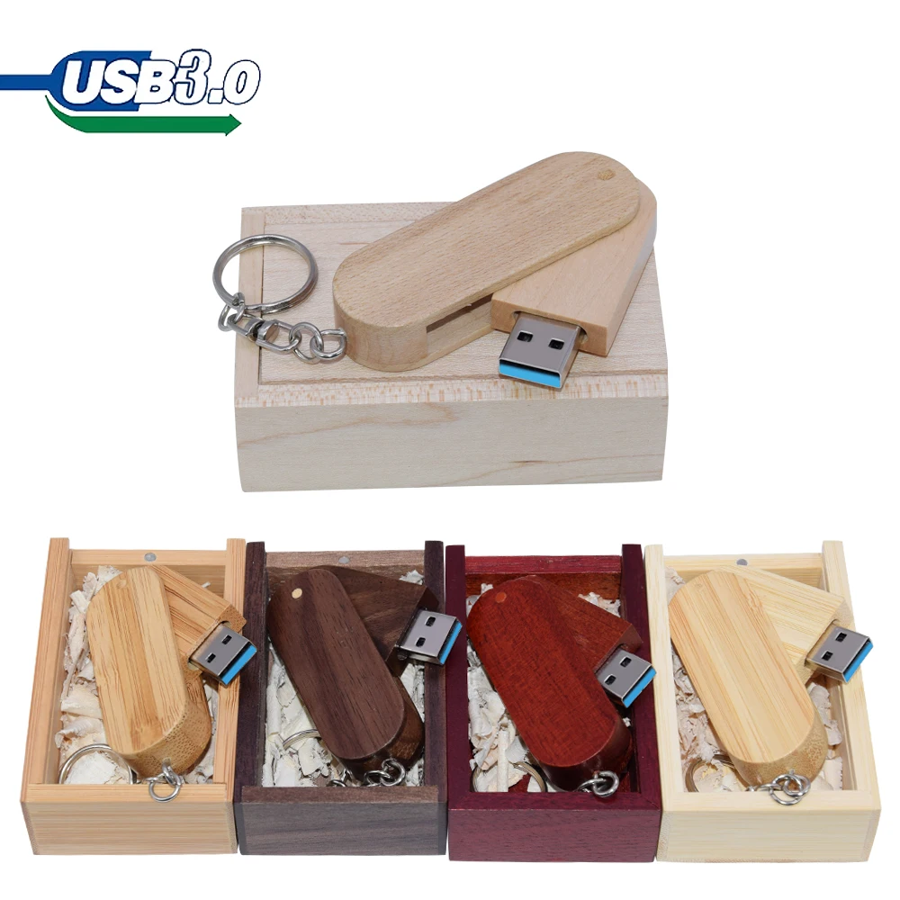 

USB 3.0 (over 10pcs free logo) Wooden Usb with Box USB Flash Drive Pendrive U disk 4GB 8GB 16GB 32GB 64GB Memory Stick for Gift