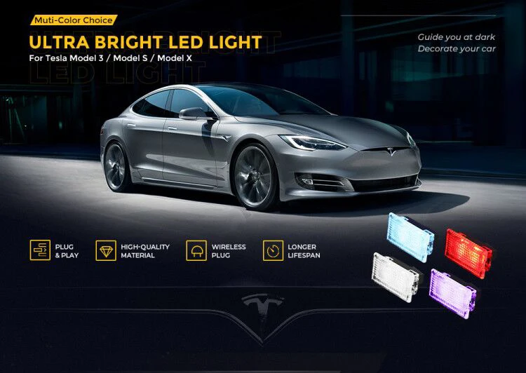 4 шт. светодиодный светильник автомобильный интерьерный светильник для Tesla модель 3 Модель S модель X ультра яркие лампы для багажника Замена автомобильная лампа на дверь легкий штекер