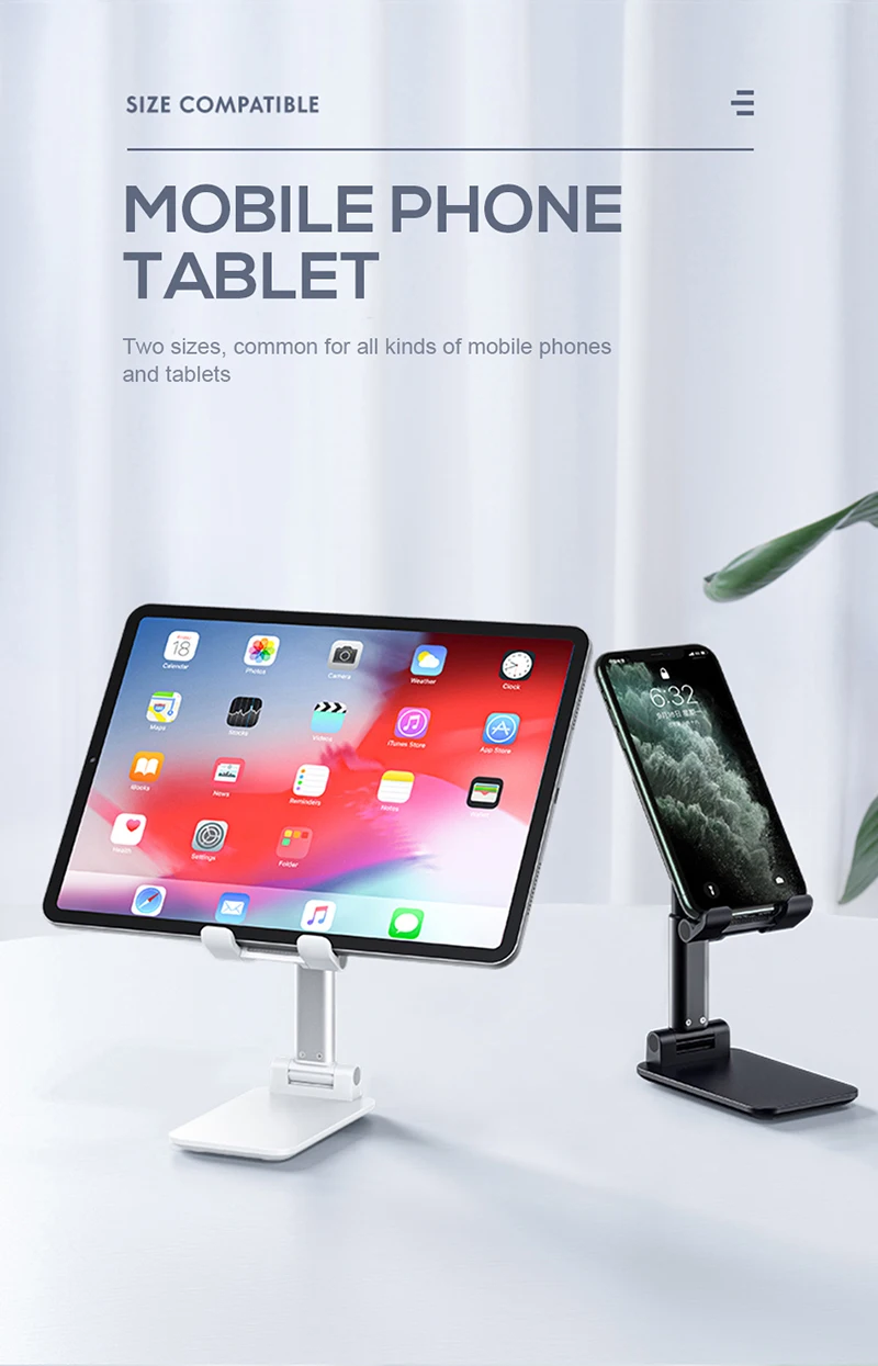 New Desk Mobile Phone Holder Stand For iPhone iPad Xiaomi huawei Metal Desktop Tablet Holder Table Cell Foldable Extend Support