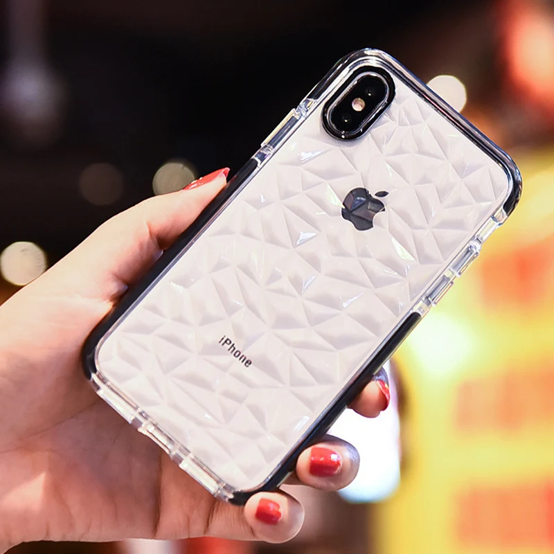 Ромбовидный узор противоударный прозрачный мягкий чехол для iPhone 11 крышка