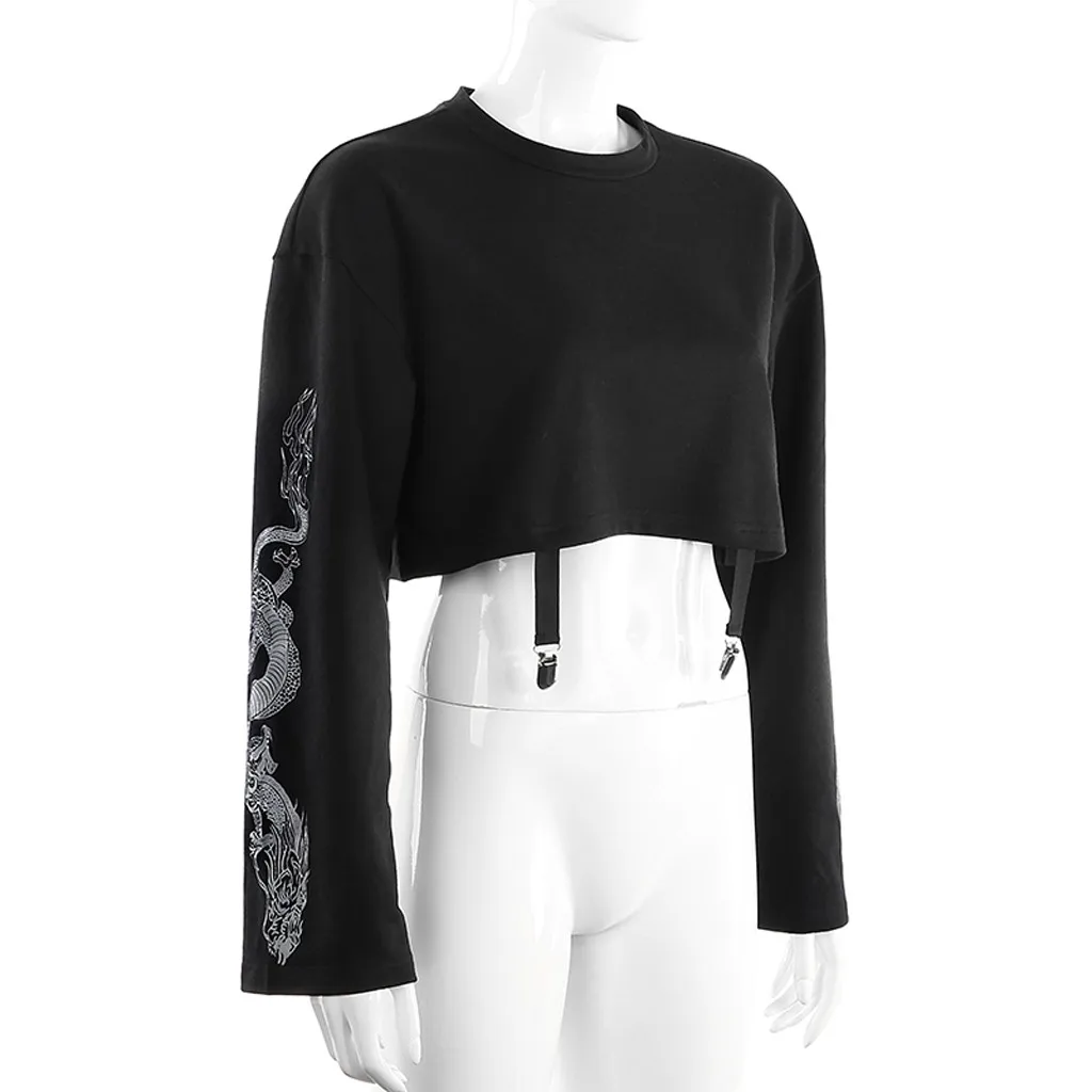 Женские свитшоты повседневная Готическая блузка Punkt зимний свитшот с длинным