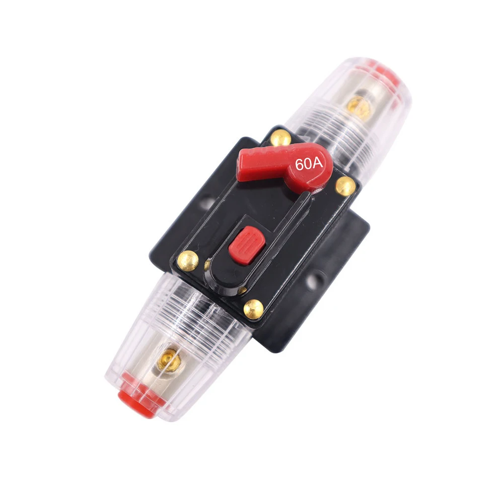 

12V-48V Audio Inline Circuit Breaker Manual Reset Fuse Holder 20A 40A 60A 80A Reset Fuse Inverter for Auto Yacht RV