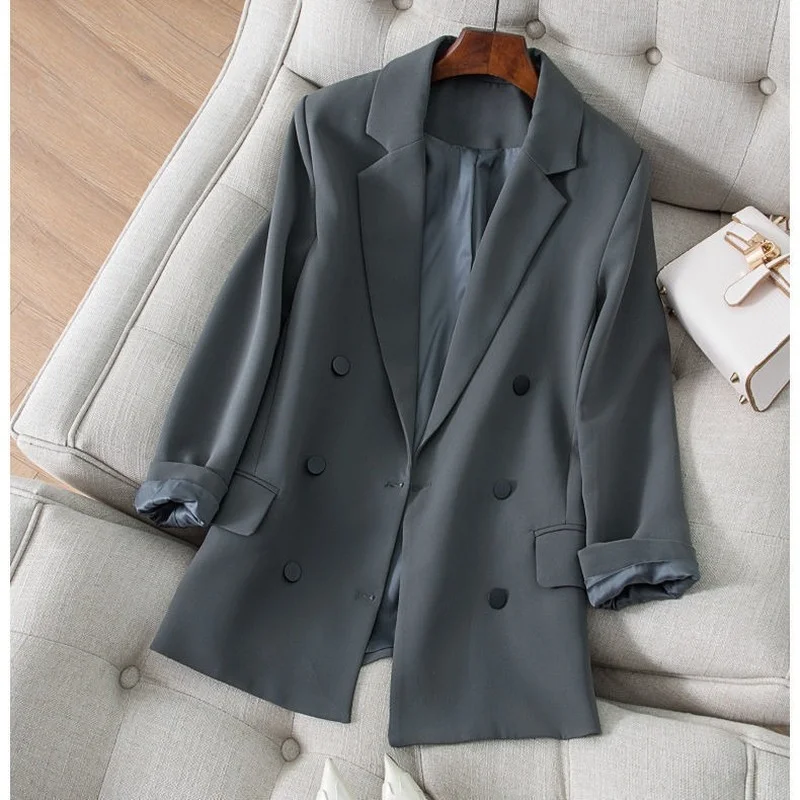 

Blazer Women Minimalist Solid Outwear Loose Elegant Retro Official Fashion High Street Feminine Autumn Spring New Casual Blazers