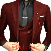 handsome one button groomsmen peak lapel groom tuxedos men suits weddingprom best blazer jacketpantsvesttie b386