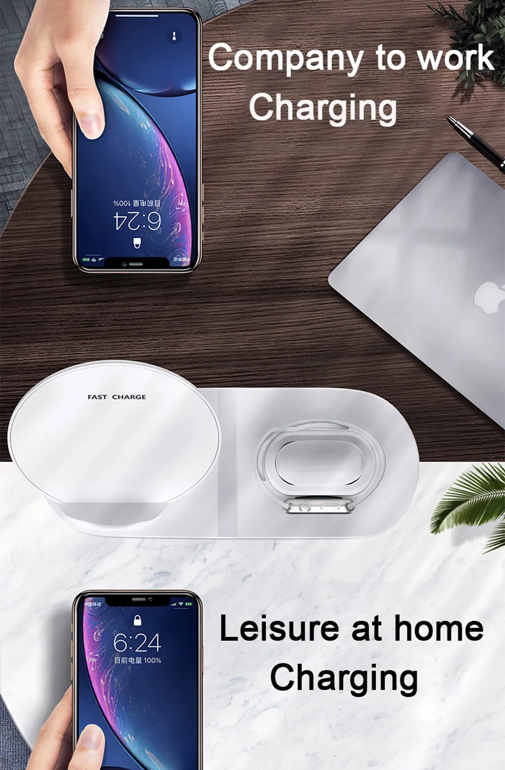 3 в 1 лучшая Беспроводная подставка для зарядного устройства для iPhone 11 Pro Max 8 AirPods Watch Series 4/3 QC3.0 быстрое зарядное устройство для samsung huawei Xiaomi