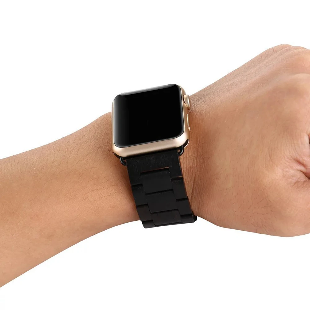 Деревянный браслет для apple watch5 4 band 44 мм 40 мм Высокое качество цельная древесина часы ремень для iwatch 3 2 1 38 мм 42 мм петли аксессуары