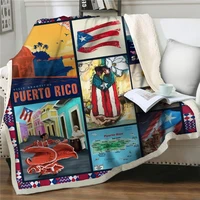 sherpa decke auf betten sofa puerto rico nationalen flagge werfen decken f%c3%bcr kinder bettdecke einfach waschen 3d gedruckt bettw%c3%a4