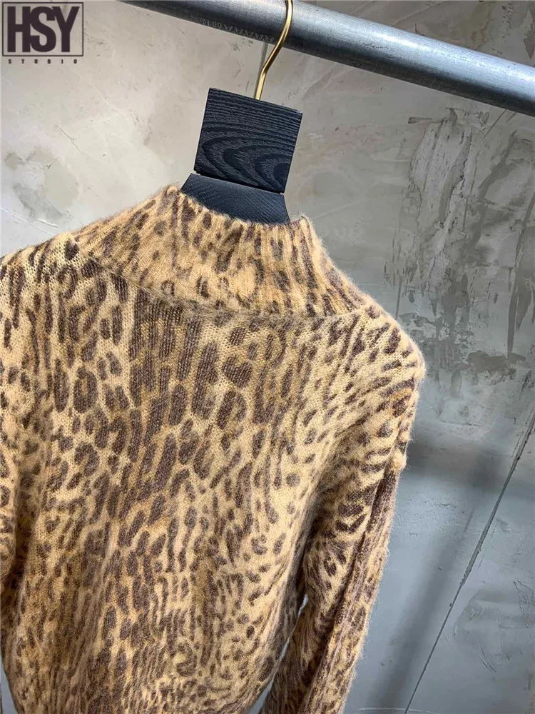 【HSY】2019 осень зима новый ретро женский сеялка Леопардовый принт трехмерный