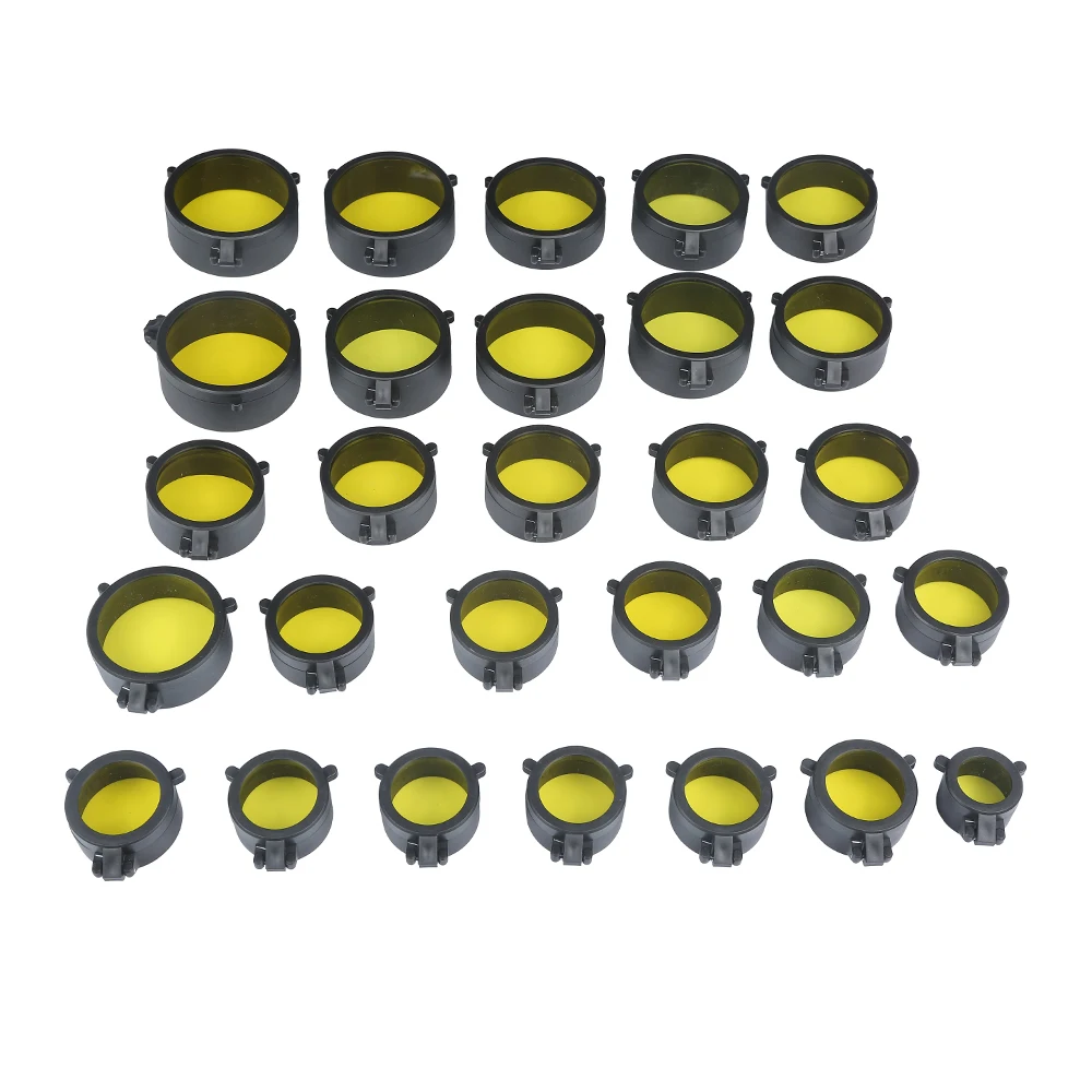 

30-69MM Yellow Transparent Rifle Scope Lens Cover Flip Up Quick Spring Protection Cap Objective Lid for Airsoft Gun Caliber