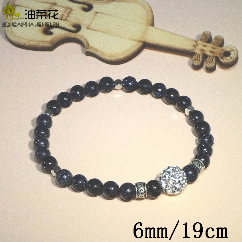 Модный браслет из натурального камня 6 мм с круглыми бусинами Jaspers Blue Sun Morganite Sapphires