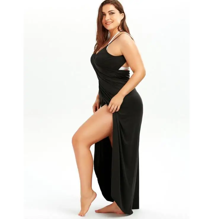 

Stitching Solid Color Sexy Beach Skirt Suspenders Dress Skirt 7 Colors 8 Yards In Stock