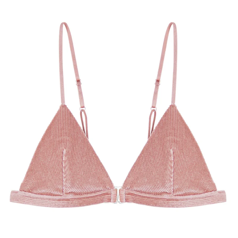 

Sexy Corduroy Bra Shaping Front Closure Bralette Seamless Triangle Cup Lenceria Push-up Underwear Lingerie