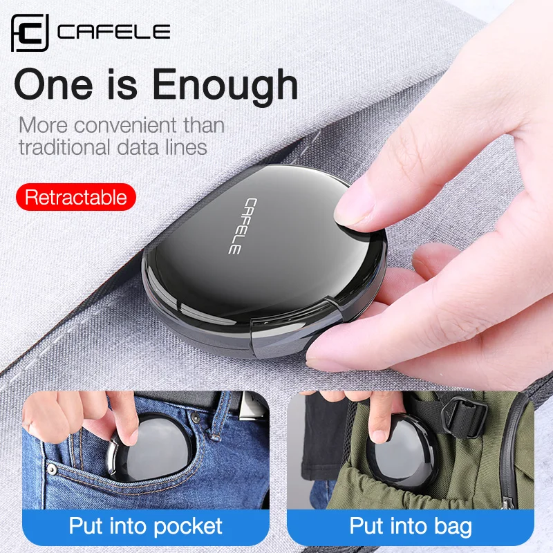 Магнитный выдвижной кабель Micro USB cafele для iPhone Type C Android зарядный 120 см 3 А быстрой