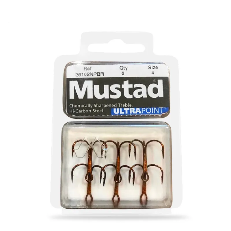 

5 упаковок/партия Mustad три крючка Красный высокая прочность Sub-жесткая наживка, окунь стойка рыбной ловли Шестерни крюк