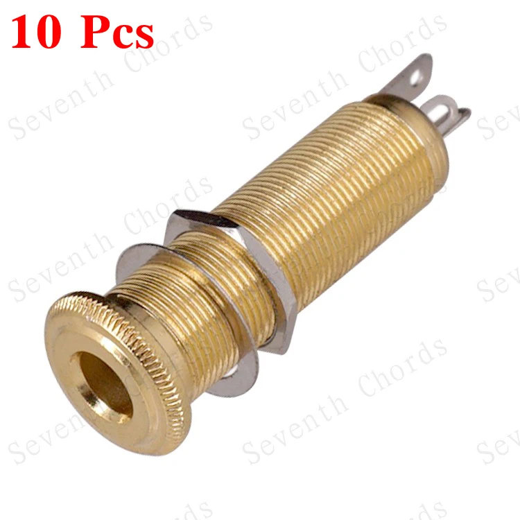 

10 Pcs/Pack 1/4" 6.35mm Threaded Cylinder Guitar Bass Jacks output Input Plug Sockets - Gold (GSCK-FFGD-10)