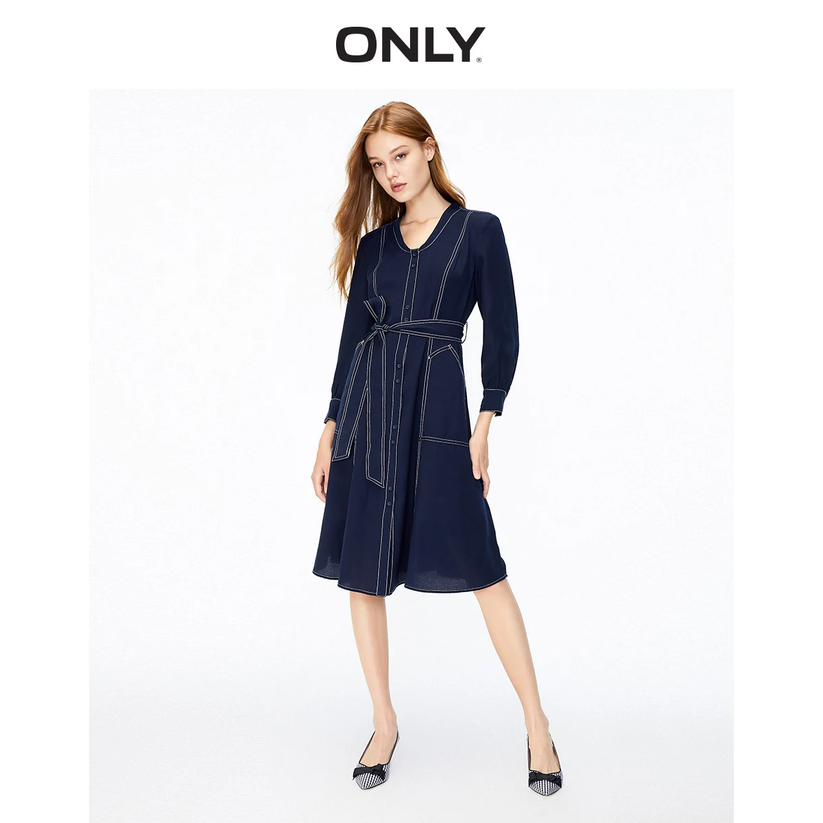 Женское платье-рубашка с присборенной талией | Женская одежда