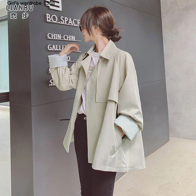 

Короткая ветровка, женская одежда средней длины, маленькая весенне-осенняя одежда, новинка 2020, Корейская версия, свободный стиль, высокий