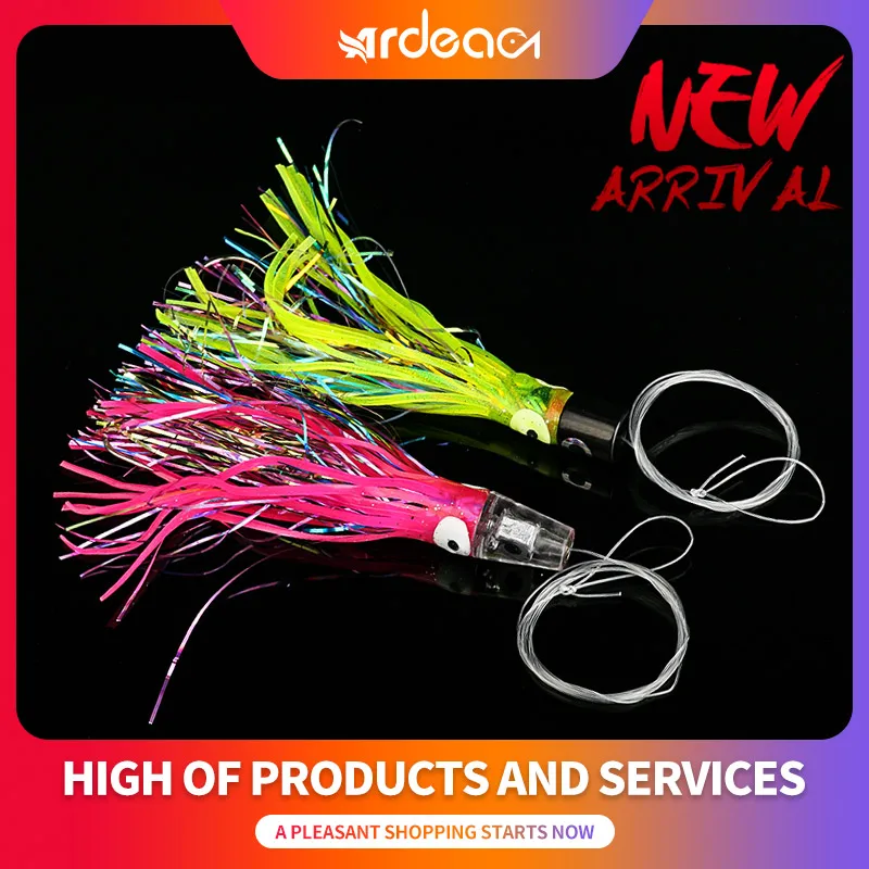 Ardea Squid Bait 1Pcs Resin Octopus Hook With Fishing Line 140mm/150mm 16g/24g Trailers Silicone Skirt Tuna Seawater lures free shipping 5 5 inch octopus lure double octopus skirt resin head with hook line fishing tackle suit cheap fishing package