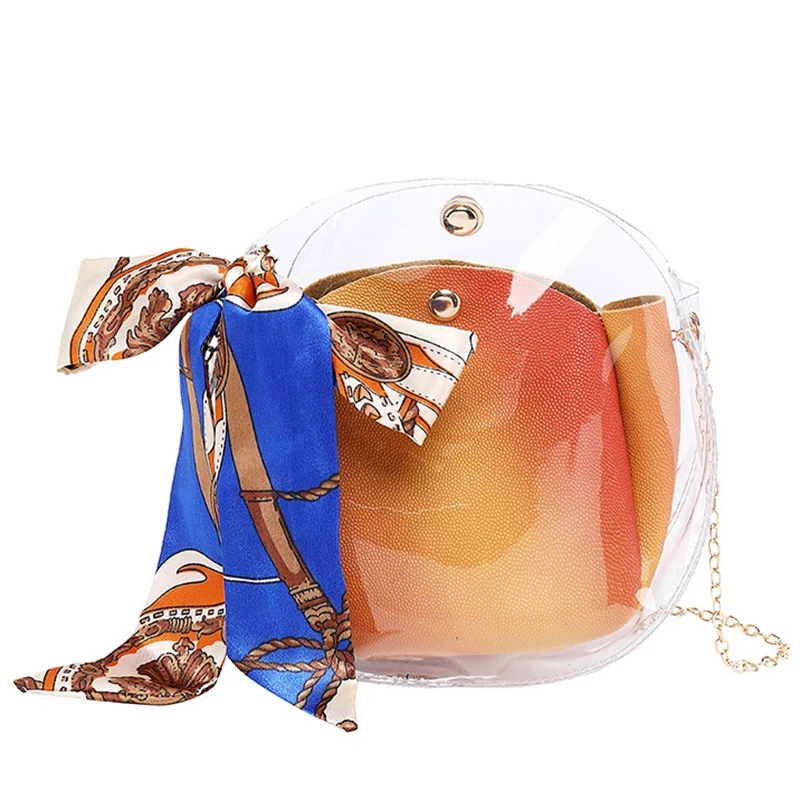 Прозрачная милая сумка на цепочке для девочек Желейная женская маленькая плечо