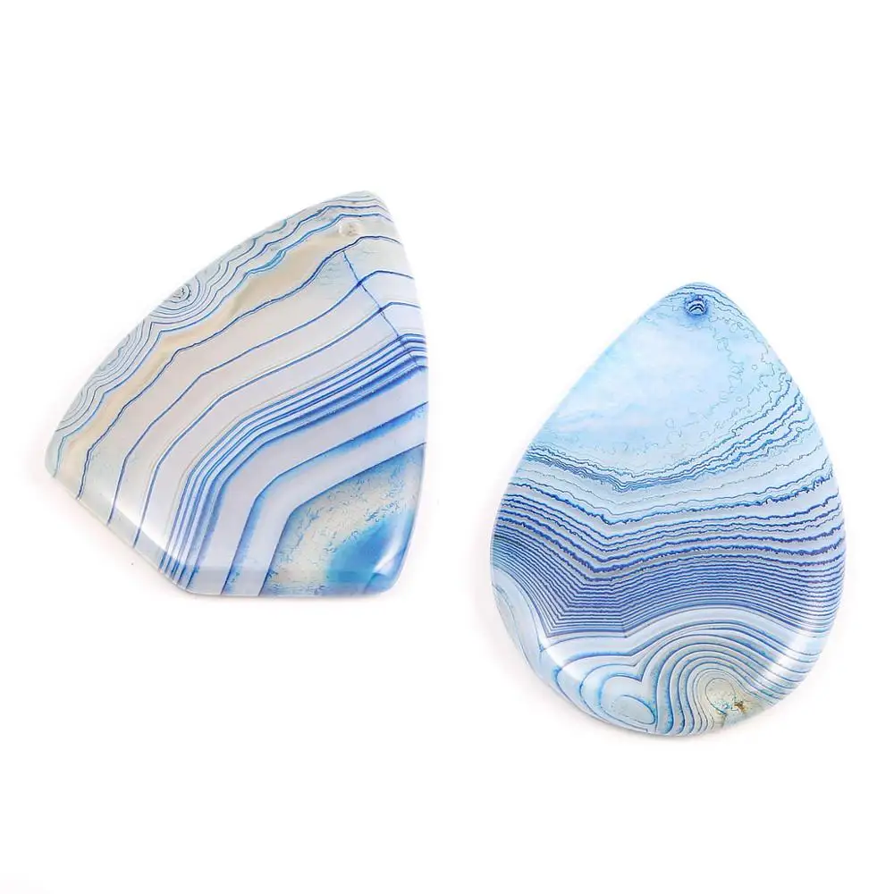 

Natural Stone Pendant Round shape Blue Stripe Pendants for Christmas Gifts Jewelry Accessories Making Necklace