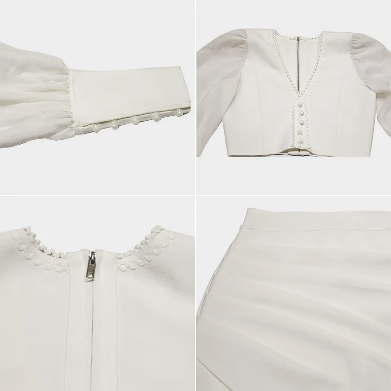 

2021 free shipping spring light ripe style Celebrity luxury suit western long sleeve bandage gauze two pcs set lady club dress