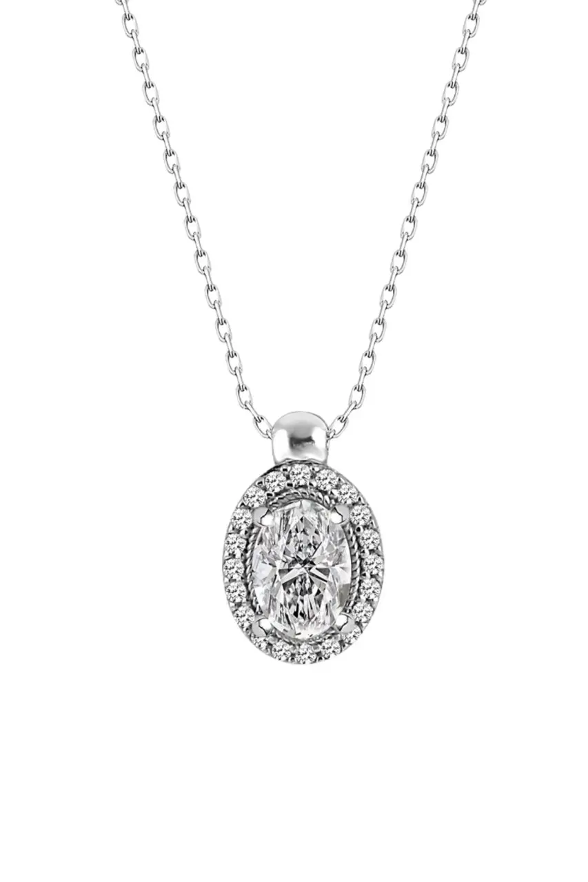 

Certified Swarovski Oval Stone 925 Silver Necklace