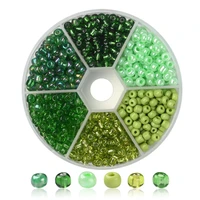 xuqian hot selling assorted glass 6 grid with small round seed beads for handmade jewelry making kit green series j0015