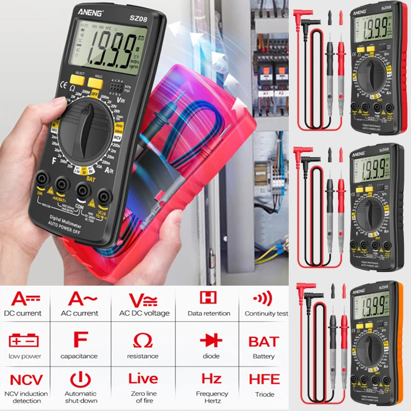 

ANENG SZ08 Digital Multimeter Ultra-thin storage Professional Multimetro Auto Voltmeter AC DC 220V Resistance Handhold Testers