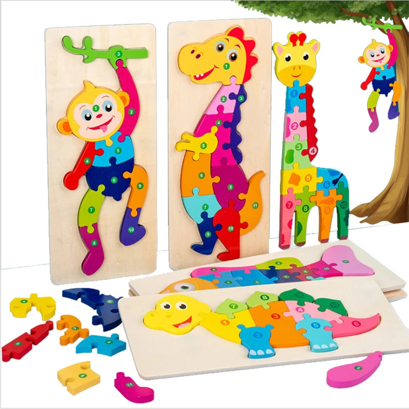 

Детский деревянный пазл для раннего развития детей 1-3-6 лет