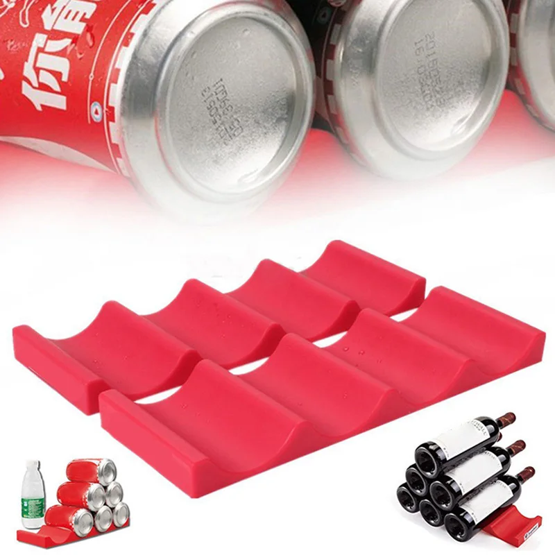 

Newly Bottle Stacker Silicone Mat Fridge Wine Rack Cans Organizer Jars Holder Kitchen Storage Tool CLA88