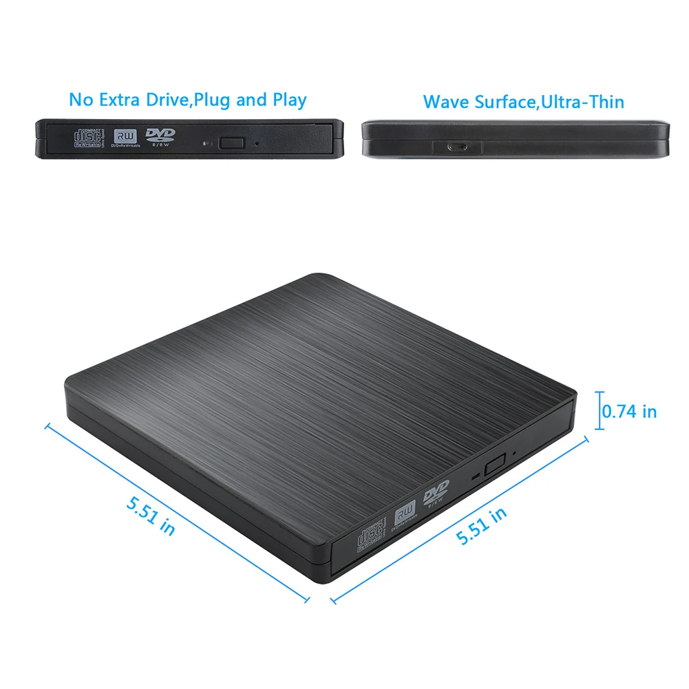 (Без привода) 5 Гбит/с USB 2 0 Внешний DVD CD-ROM RW проигрыватель оптические приводы чехол