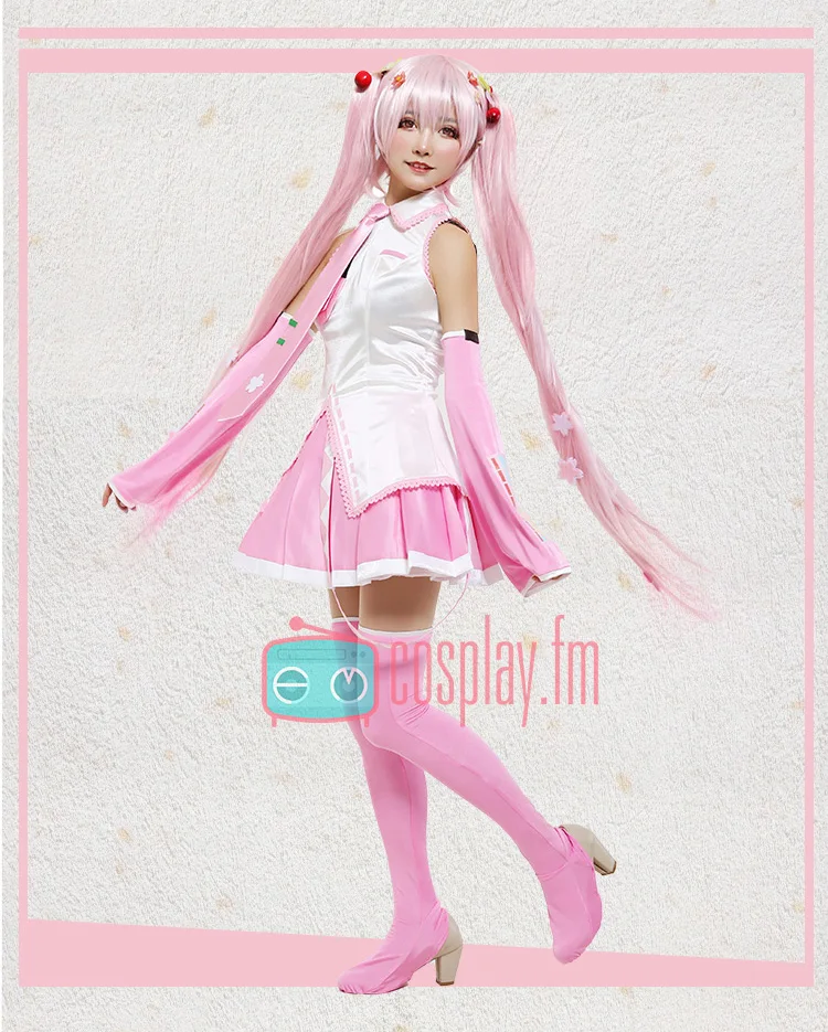 

2021 New cos suit vocaloid cherry blossom miku pink cosplay suit V series cherry blossom LL