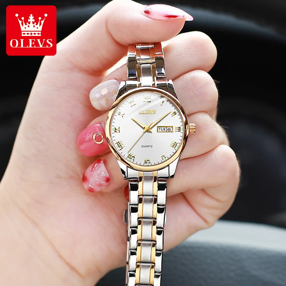 OLEVS New Fashion Auto Date Watches Women Luxury Brand Stainless Steel Bracelet watches Ladies Quartz Dress montre femme enlarge
