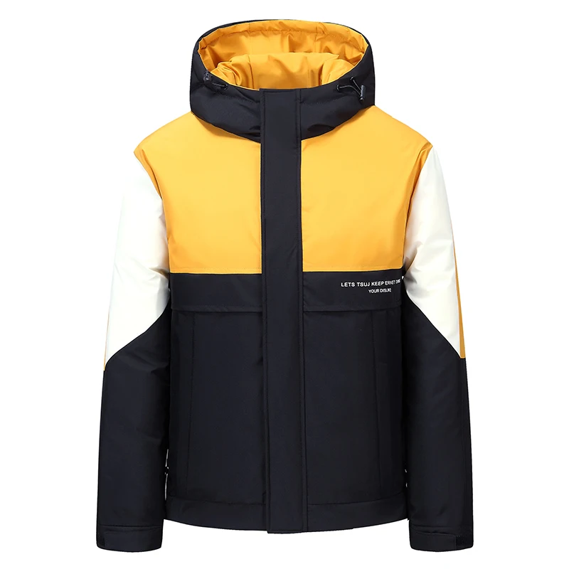 Trend Winter Casual White Duck Down Hooded Men's Jacket Thicken Parkas Coat Autumn Warm Windbreaker Outwear Tops Bomber Clothing