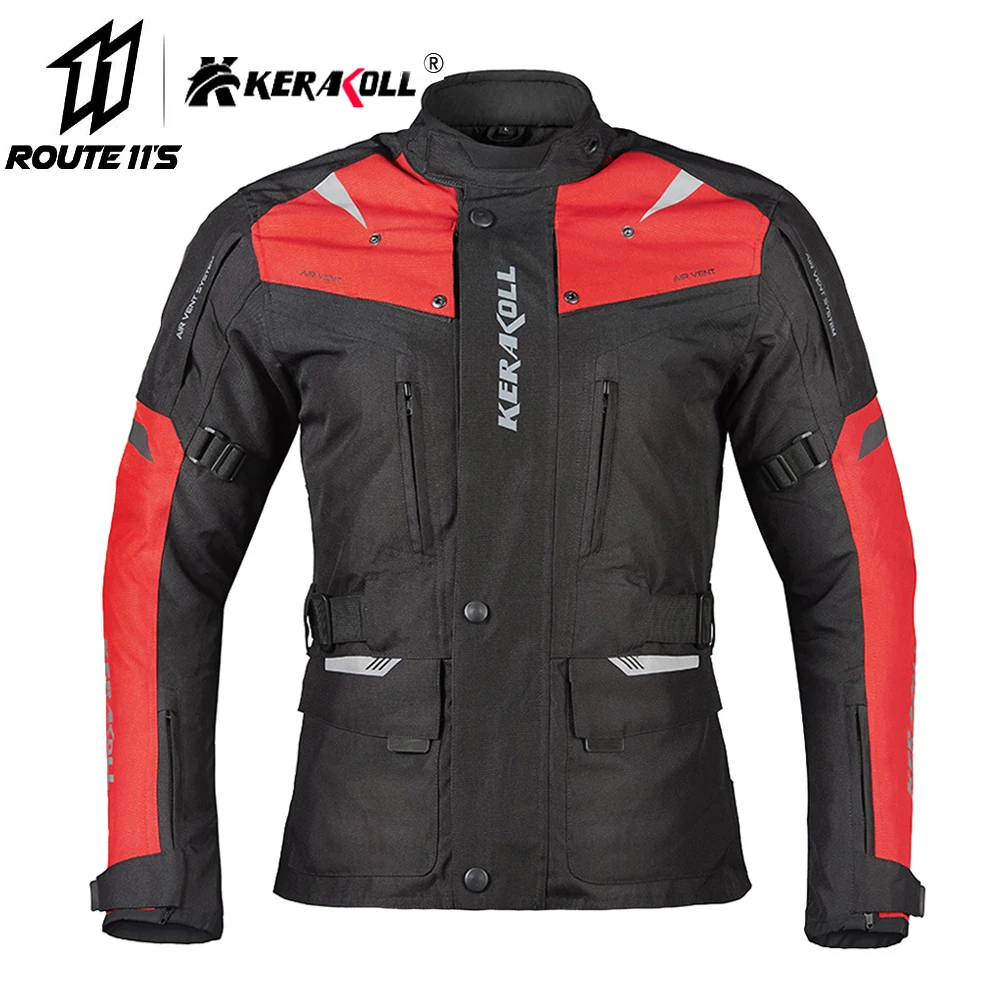 

KERAKOLL Motorcycle Jacket Men Waterproof Moto Jacket Night Reflection Motorbike Jacket Protective Gear Removable Lining