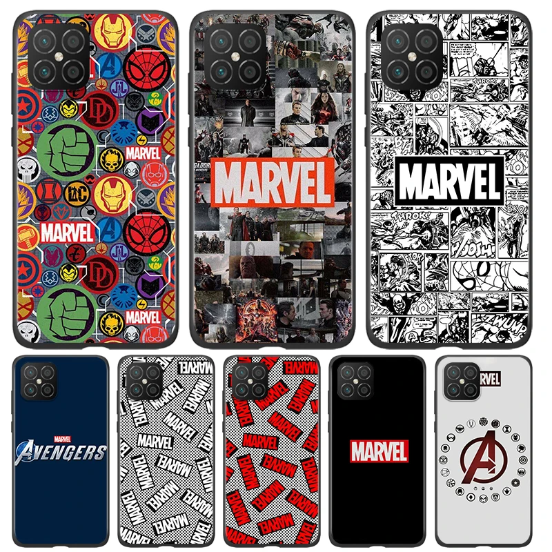 

Silicone Cover Marvel Logo Avengers For Huawei Nova 8 7i 6 5T 5i 5Z 4E 3i 3e 2i SE PRO Lite 4G 5G Black Phone Case