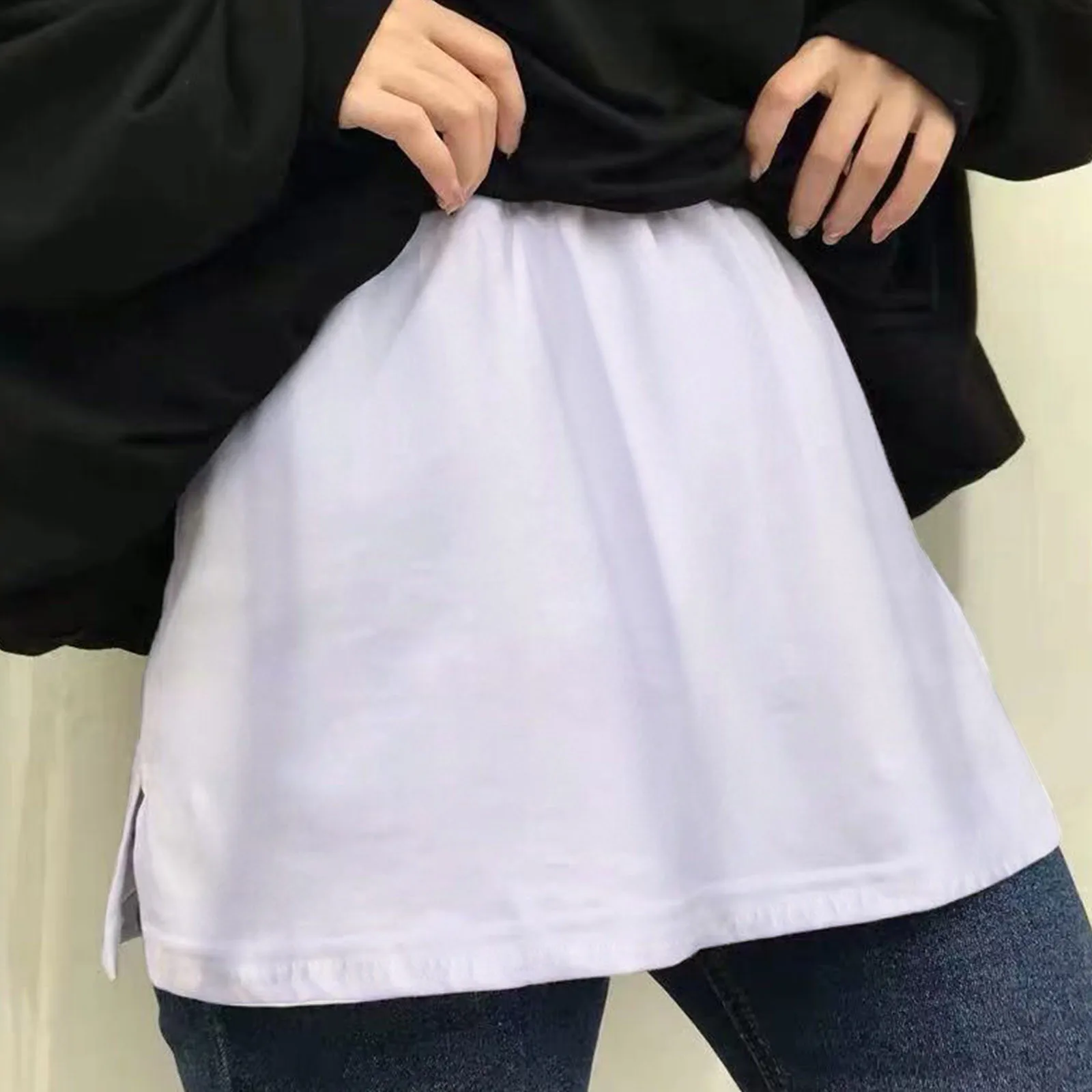 

New Sweatshirt Base Skirt With Female All-match Short Skirt In The Hem Shirt Fake Thin Short Hem Half-length Jupe Femme