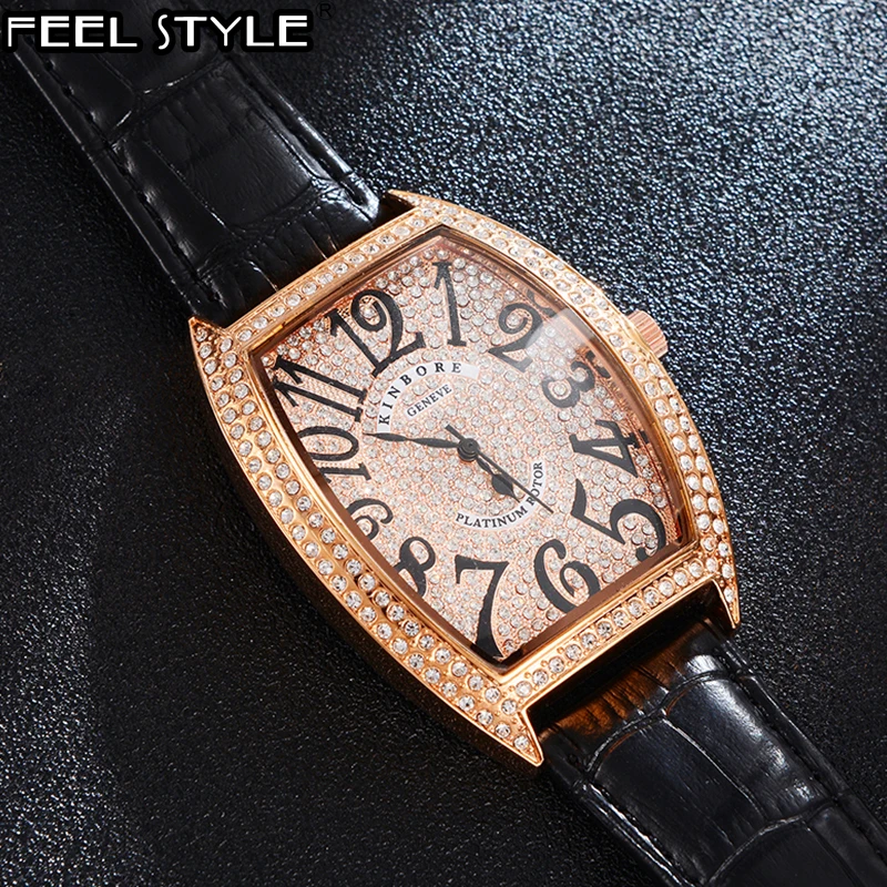 Роскошные мужские часы в стиле хип хоп со льдом водонепроницаемые с датой