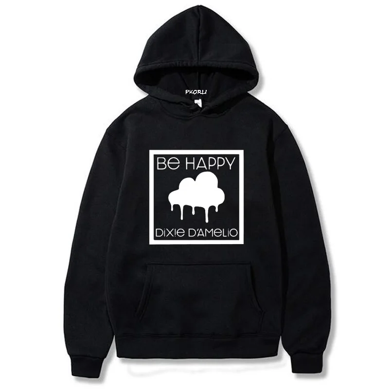 Charli Damelio Men Sweetshirts Streetwear Be Happy Dixie Damelio Men's Hoodies Pullover Tracksuit Winter Male Clothes Sportswear